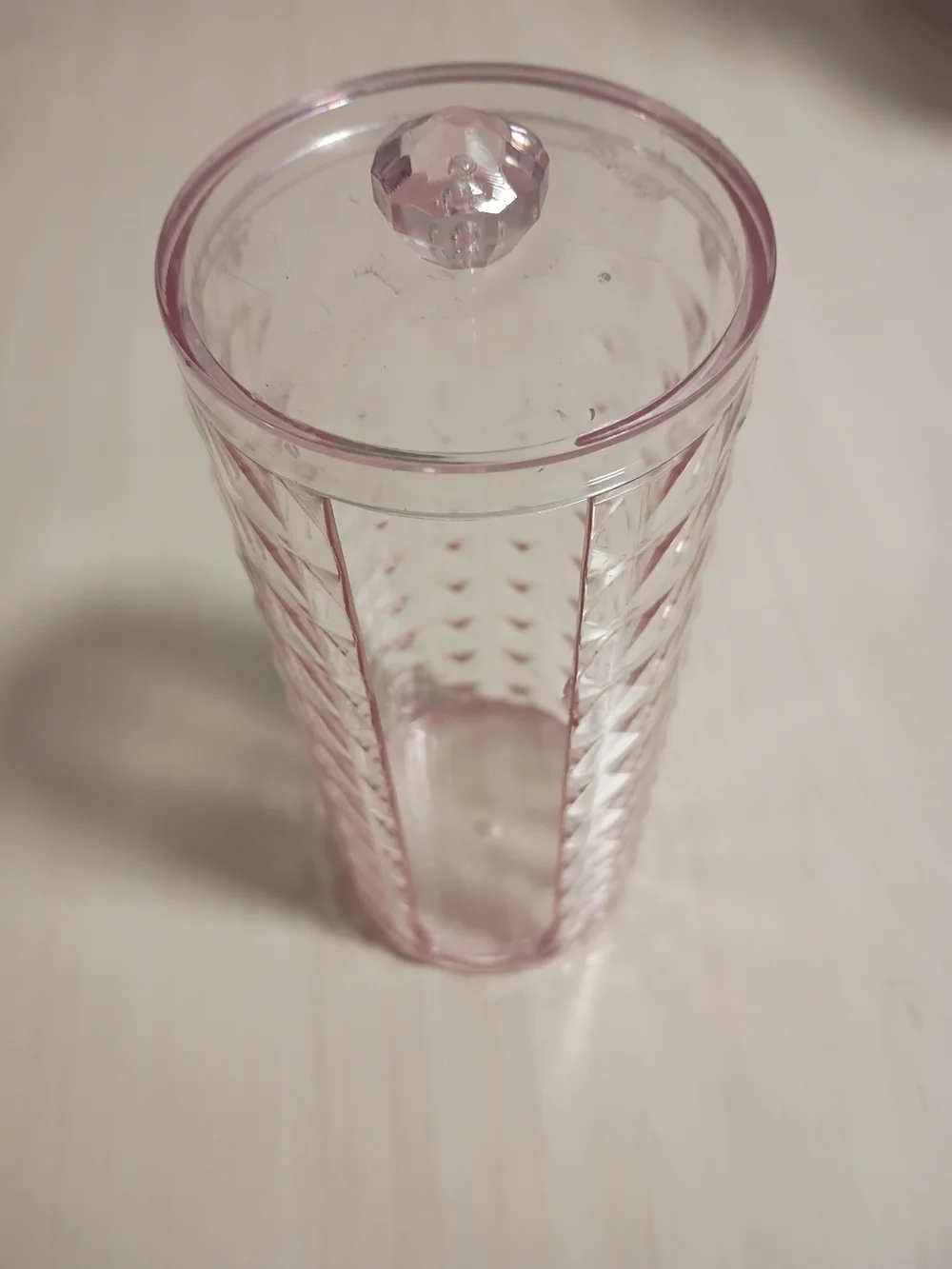 Pink Acrylic Lidded Cotton Round Holder